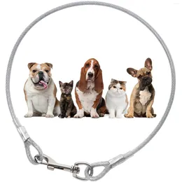 Dog Collars Tie Out Cable With PVC Coated Stainless Steel Wire Rope Traction Hook Silver Leash For Big Dogs Replacement
