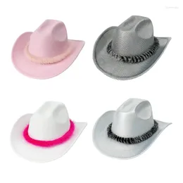 Berets Lightweight Cowboy Hats With Plush Hat Band Woman Felts Wear Resistant Western Party Male Windproof