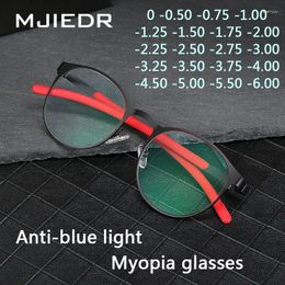 Sunglasses Frames Anti Blue Light Blocking Myopia Glasses Women&Men Round Frame Nearsighted Prescription Diopter -1.0to-6.0