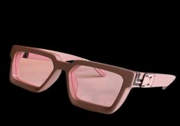 2021 UV400 Protection sunglasses pink width black metal strips frank Wrap frame Antireflection square lense fashion designer men w7328783