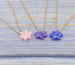 Pendant Necklaces 2Pcs Stainless Steel Gold Colour Jewish Jewellery Star Of David Opal Necklace For Women Men 45cmextender5115936