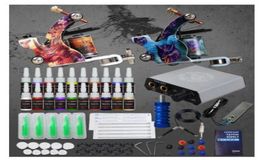 Beginner Complete Tattoo Kit Supplies 2 Machine Guns 20 color Inks Power supply Needles Grip Tip Set3074840