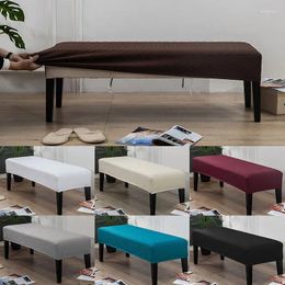 Chair Covers Solid Color Bench Cover Non-slip Strech Dining Room Long Protector Foot Stool For Living Elastic Slipcover