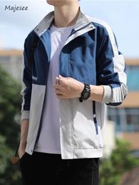 Men's Jackets Patchwork Men Fashion Daily Panelled Spring Autumn Stand Collar Male Outerwear Korean Style Youthful Oversize All-match