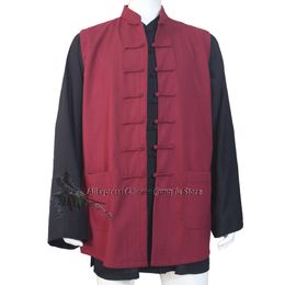 Autumn Winter Chinese Kung fu Vest Tai Chi Jacket Wushu Martial arts Top Wing Chun Coat for 15 Colours Need Measurements