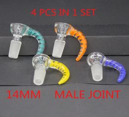 Smoking accessories 4 styles hook bowl glass horn bowls 14mm male joint handle beautiful slide bowl284b9824521