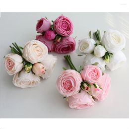 Decorative Flowers Moisturising Rose With Wet Feeling Wedding Ceremony Holding Fake Bouquet DIY Home Garden Decoration Artificial