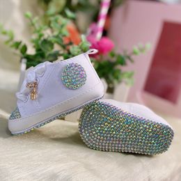 Gorgeous Sparkling Initial Letters Baby Name Customised Shoes Bling 26 alphabet Rhinestone Baptism Infant Crystal Sneakers