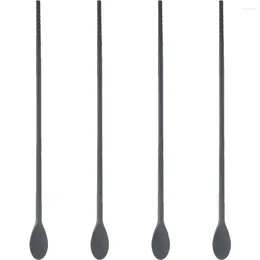 Spoons 2 Pairs Silicone Integrated Chopsticks Spoon Double End Stirring Rod Stirrer Portable Kitchen Beverage Tablespoon