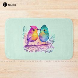 Bath Mats Funny Pair Of Colourful Birds Mat Poster