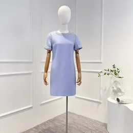 Party Dresses Spring Summer Latest 2024 Top Quality Luxury Solid Baby Blue Crystal Pearl Beading Mini For Fashion Women