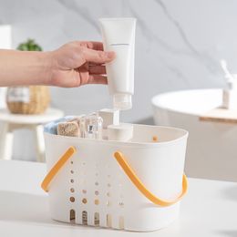 Portable Shower Caddy Tote Hollow Plastic Storage Basket with Handle Box Organizer Bin for Bathroom Pantry Kitchen Storage Box