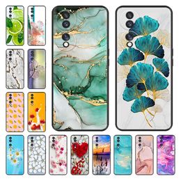 for Honor 70 case Honor70 Silicone TPU Soft Cover for Huawei Honor 70 5G Phone Cases Cover Coque Protective Bumper Ginkgo Leaf