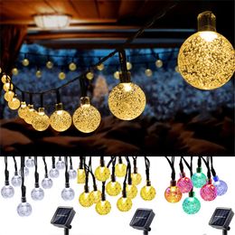 Outdoor Solar-Powered LED Crystal Ball String Lights for Garden Party Ambiance - Illuminate Your Outdoor Space with Style