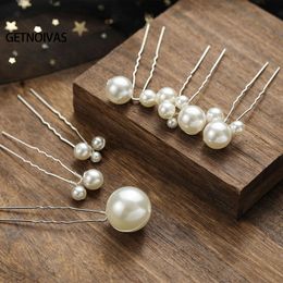 6PCS Women U Shape Hair Clips Pins for Women Girls Brides Wedding Hairstyling Tools Accessories Pearl Hairpins Metal Barrettes