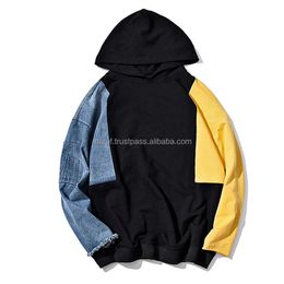 Denim Cotton and Polyester Fleece Mswmh76 Combination Men Stylish Hoodies