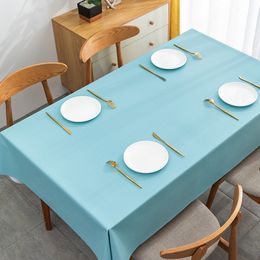 Waterproof and oil-proof tablecloth Nordic simple solid Colour rectangular desk coffee table tablecloth pvc table mat