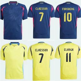 2024 Sweden LARSSON Mens Soccer Jerseys National Team DAHLIN BROLIN INGESSON Home Yellow Away blue Adult Football Shirts Uniforms S-2XL