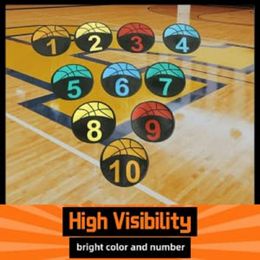 9 Inches Basketball Spot Marker,Colorful Anti-Slip Rubber Sports Training Markers,Round Flat Number Dots, Training Marker Field