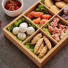 Nut Plate Boiled Dried Tea Fruit Plate Food Materials Hot Pot Jiugongge Plate Household Tray Bamboo And Wooden Plate