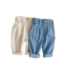 Trousers 2023 Autumn New Baby Loose Denim Pants Solid Kids Casual Pants Boys Jeans Toddler Children Clothes Fashion Girls Trousers