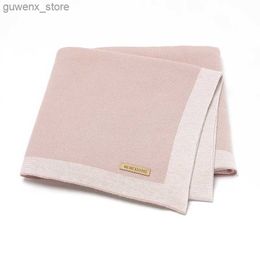Blankets Swaddling Baby Cotton Blankets Soft Comfortable Knit Newborn Boys Girls Dual-Use Stroller Swaddle Wrap Quilts Covers 100*80cm Throwing Mat Y240411