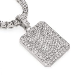 Fashion- Hop Necklace Jewelry Fashion Gold Iced Out Chain Full Rhinestone Dog Tag Pendant Necklaces2143
