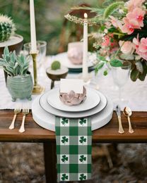 Clover Green Lattice Table Napkins Handkerchief Wedding Banquet Table Cloth for Dinner Party Decoration