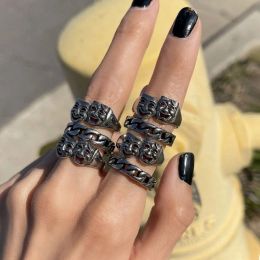 Comedy Tragedy Face Mask Ring Smile Cry Stackable Rings Jewelry Punk Finger Ring Bands Birthday Gifts for Women Girls