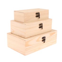 Rectangular Wooden Storage Box Organiser Wooden Storage Case Simple Storage Container Dust-Proof With Lock Jewellery Box Case