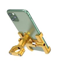 360 Degrees Rotation Motorcycle Bike Cell Phone Holder Universal Aluminum Alloy Phone Support Bracket Stand Black/Gold