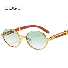 SO EI Retro Oval Men Sunglasses Fashion Brand Designer Clear Gradient Lens Eyewear Women Luxury Sun Glasses Shades UV400 240408