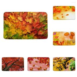 Bath Mats Autumn Maple Tree Fall Red Fallen Leaves Scenery Bathroom Decor Rugs Non Slip Carpet Toilet Doormat Kitchen Foot Pads