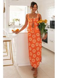 Foridol Top Skirt Dress Set Spring Summer Slit Maxi Long Dress Suit Matching Set Boho Beach Dress Vestidos Women Clothing 2024 240403