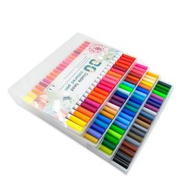 12/24/36/48 Colours High Quality Markers Pens Set Dual Tip Water Colour Brush Pen Adults Kids line drawing pen Painting art Pens