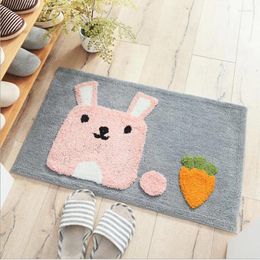 Bath Mats Household Cute Pedal Cartoon Thick Flocking Bedroom Bathroom Door Water Non-Slip Convenient LJQ539Y