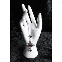 Chains European And American Street Red Zircon Cross-shape Clavicle Chain Necklace Girls Light Luxury Women Simple