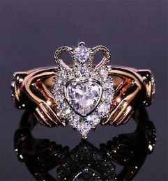 New Women Fashion Jewellery Crown Wedding Ring 925 Sterling SilverRose Gold Fill Eternity Popular Women Engagement Claddagh Ring Gi95379501