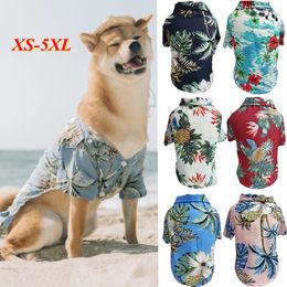 Summer Dog Clothes Cool Beach Hawaiian Style Cat Shirt Short Sleeve Coconut Tree Printing Fashion Gift For Pet 240328