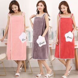 1PCS may wear bath towel bibulous coral wool sling bath skirt bathrobe soft package chest girl microfiber towel