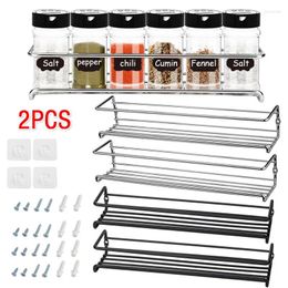 Kitchen Storage 2Pcs Organizer Spice Wall Mount Seasoning Holder Stainless Steel Stand Rack Tools