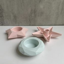 Diamond Star Eyes Hexagonal Candle Holder Silicone Mould Candle Holder Plaster Drip Mirror Mould Silicone Moulds for Epoxy Resin