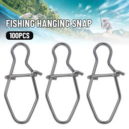 100Pcs/lot Snap Fishing Oval Split Rings Barrel Swivel Safety Snaps Hooks Fishhook Fishing Tackle Box Accessory tool lures