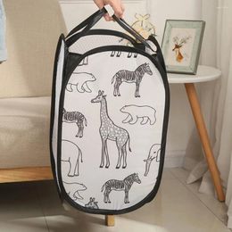 Laundry Bags Baskets Cartoon Print Dirty Clothing Organiser Foldable Bucket Mesh Storage Children Toy Large Capacity