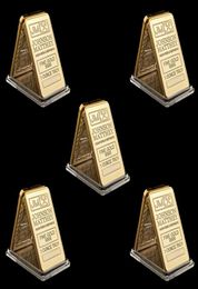 5pcs The Johnson Matthey JM Gold Plated Bullion Craft Souvenir Bar With Laser Serial Number8937618