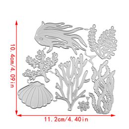 Sea Grass Coral Scallop Shell Seaweed Set Metal Cutter Cutting Dies Scrapbooking DIY Postcard Stencil Clip Art Album Decorating