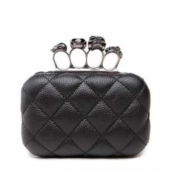 Skull Ring Woman Evening Bag Vintage Plaid Clutch Ladies Messenger Bags Mini Black Luxury Party Clutches Purse2268644