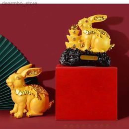 Arts and Crafts Livin Room Decoration auspicious Rabbit Statuette Desk Decoration Money Deposit Box Fortune Resin Handicraft Ornaments L49