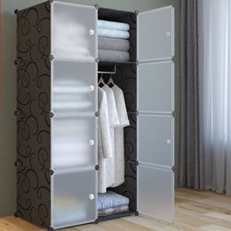 Plastic Storage Cabinet Large Capacity Resin Bedroom Wardrobe Assembly Modern Minimalist Double Wardrobe Economy