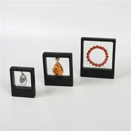 Decorative Plates 3D Floating Picture Frame Shadow Box Jewellery Display Stand Ring Pendant Holder Protect Jewellery Stone Presentation Case